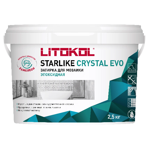 Эпоксидная затирочная смесь STARLIKE COLOR CRYSTAL EVO полупрозрачная для мозаики, S.700 Crystal, 2,5 кг, LITOKOL